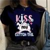 Funny Bunny Graphic TShirt for Women Summer Short Sleeve Casual Round Neck Tshirts Easter Fashion Creative Personalized Tops