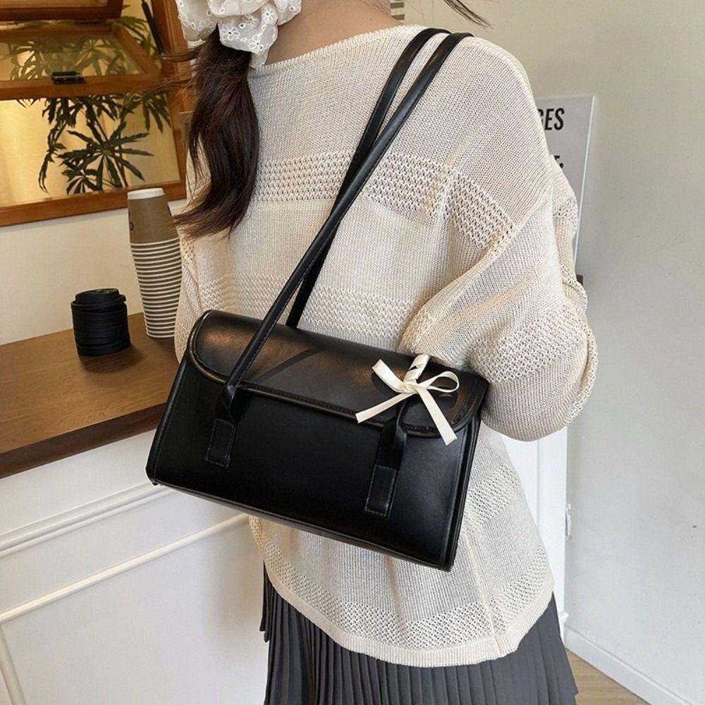 Leisure Large Capacity Underarm Bag Pu Leather Women's Handbag Bow Ribbons Shoulder Bag  Popular