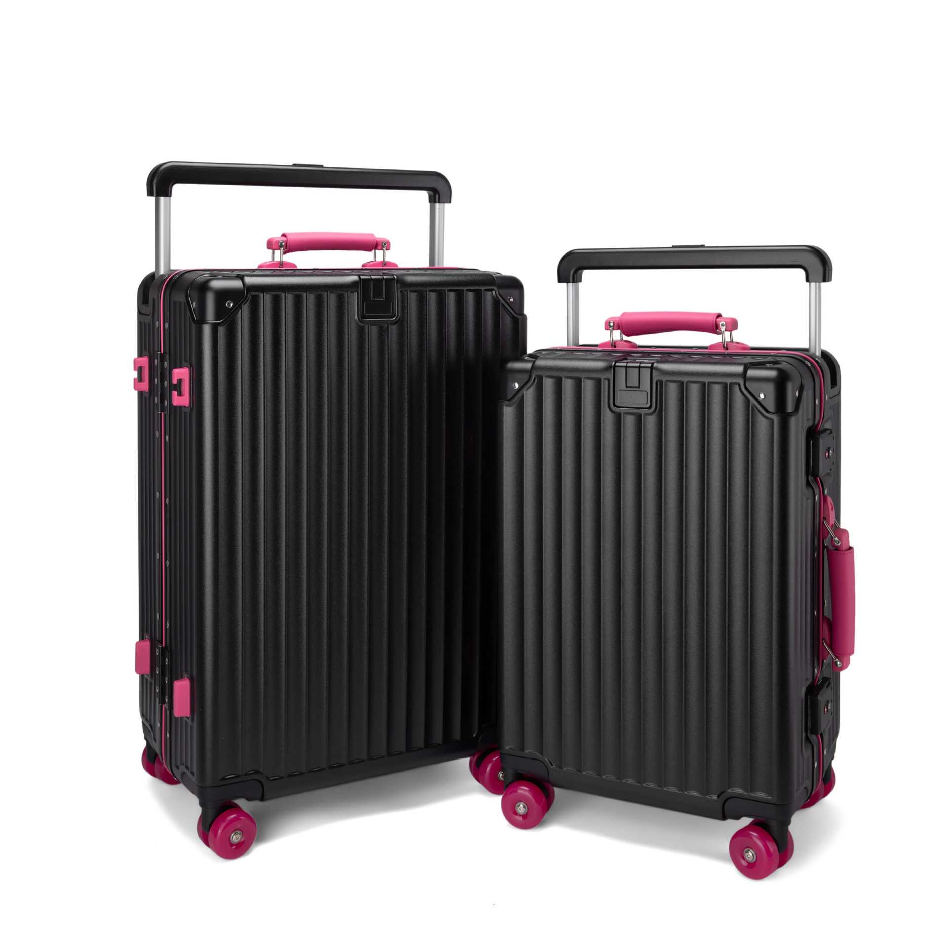 

Aluminum Frame Luggage with Wide Pull Rod, 20 Silent Wheels, 24 Travel Carry-On, Leather Finish 20-inch (with dust cover) чёрный/красный