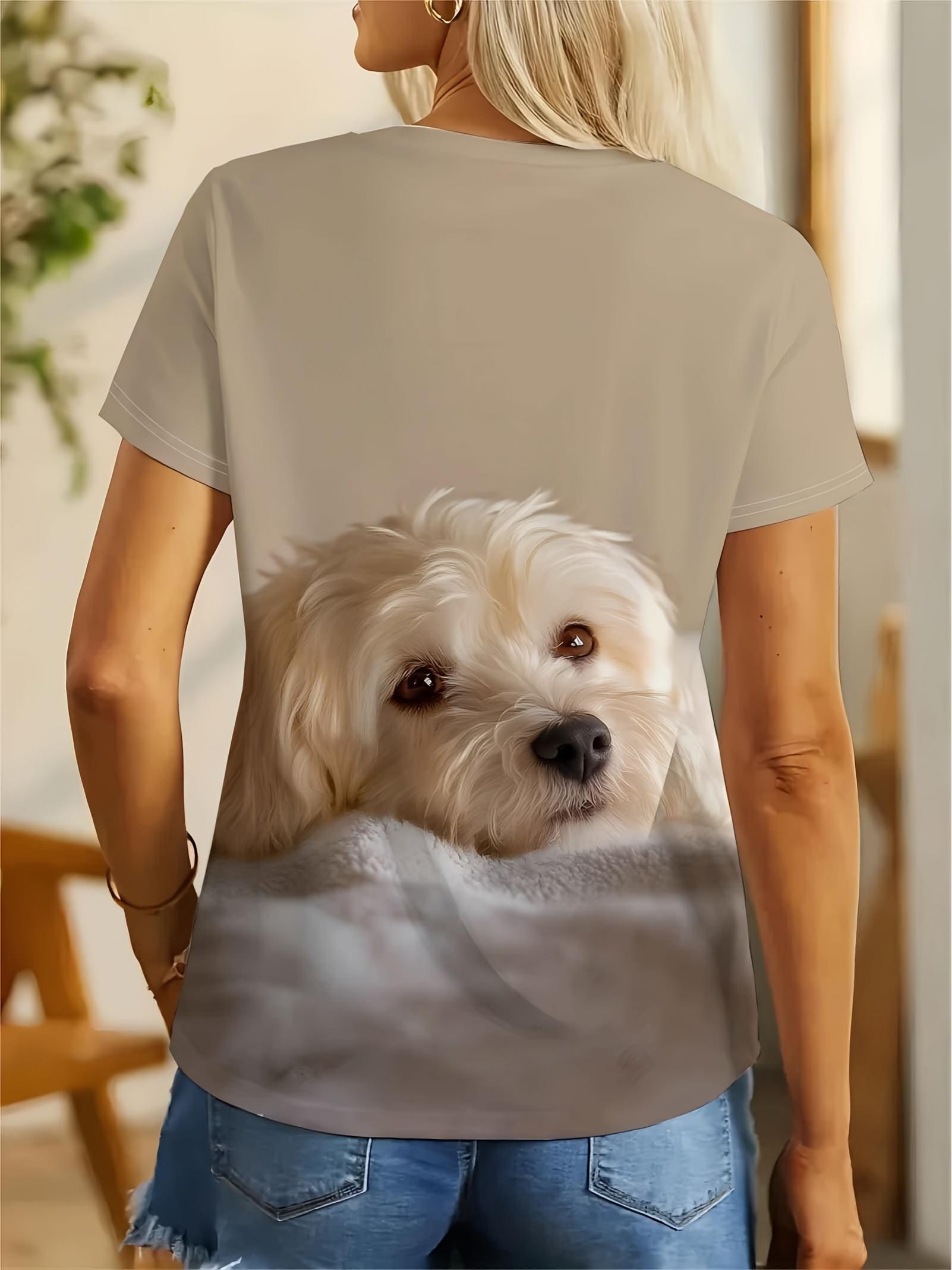 

Digital Print - No Texture. Soft Cute Puppy Pattern T-Shirt Women S Beige Loose Short Sleeve. Lightweight Breathable Zero Burden. Aesthetic Summer Ess 2XL дубильна кора