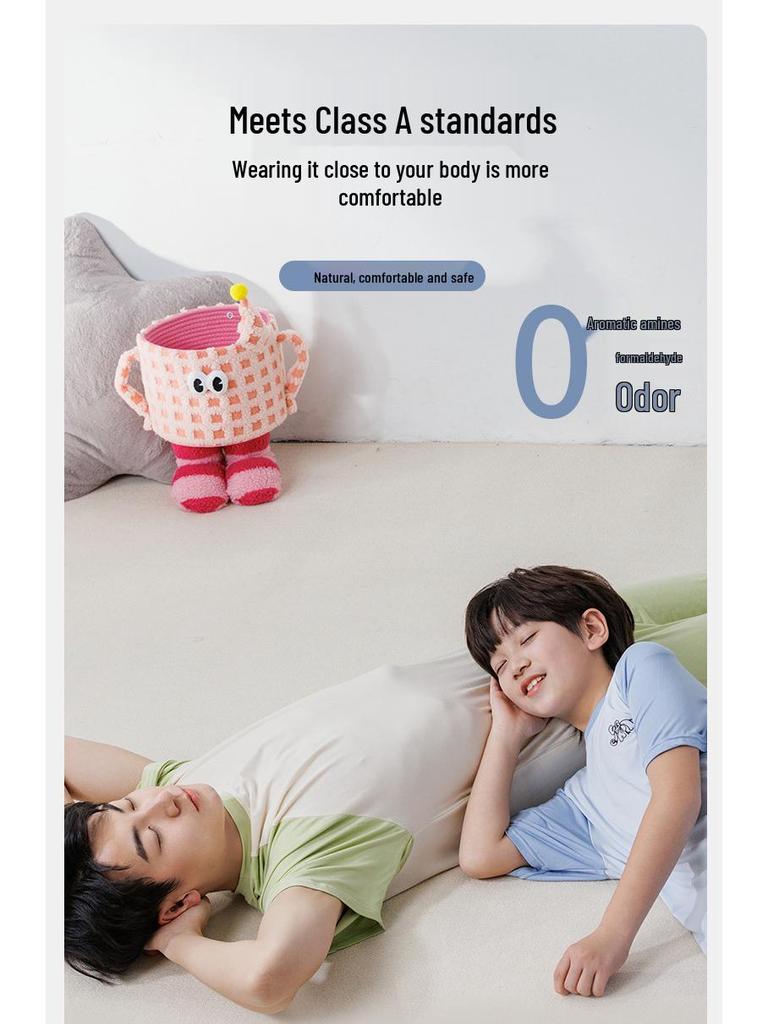 Modal Barnpyjamas: AC-dräkt för pojkar och flickor, kortärmad, set med långbyxor för tonåringar, sommarhemkläder