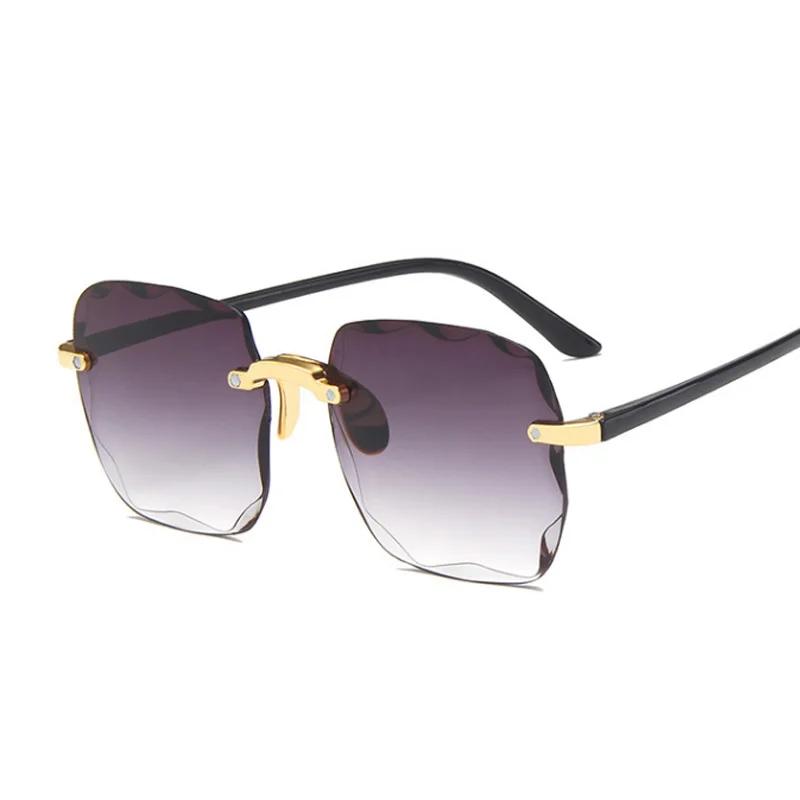 Klassische Vintage Quadratische Sonnenbrille Frau Gradienten Spiegel Rahmenlose Sonnenbrille Weibliche Retro Mode Randlose