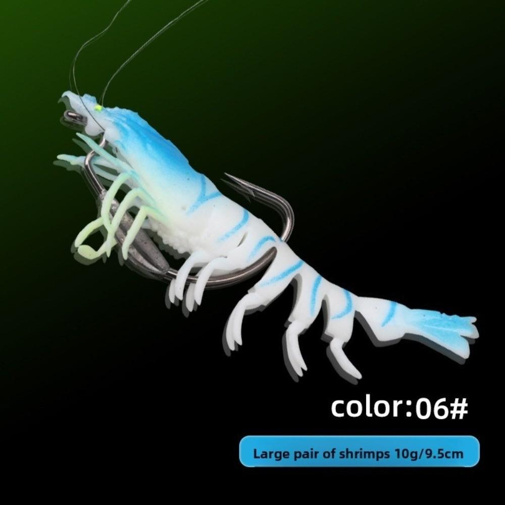9.5cm Length TPE Shrimp Fishing Lures Artificial Shrimp Design 10g Weight Prawn Artificial Bait Pre-rigged Hooks