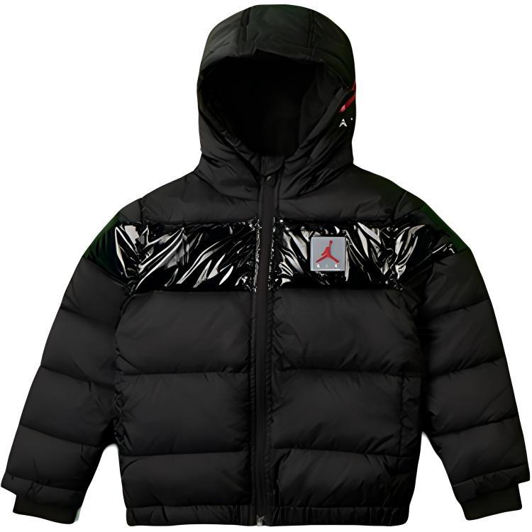 (GS) Air Jordan Bold Stripe Puffer Jacket Black Kids DC0037-010 S