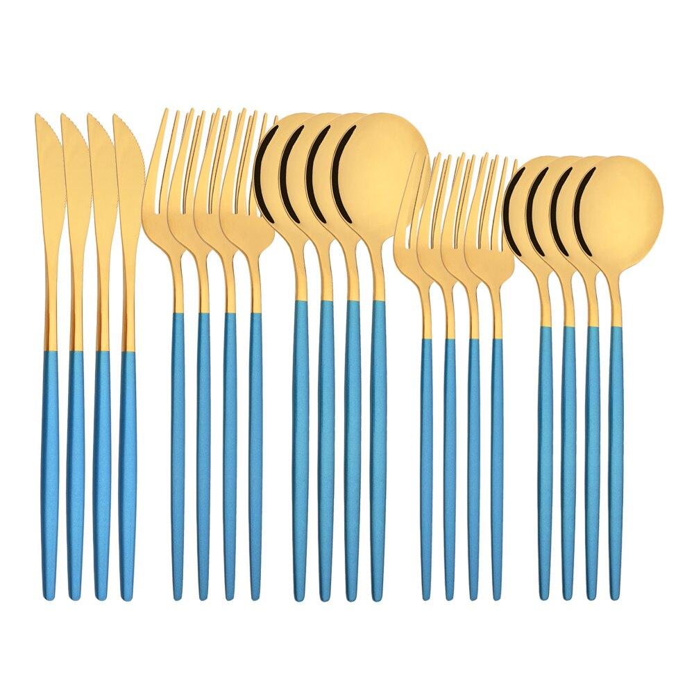 20Pcs/4Sets Stainless Steel Cutlery Tableware Mirror Polished Dinnerware Set White Gold Knife Fork Spoon Flatware Silverware Dinner Set