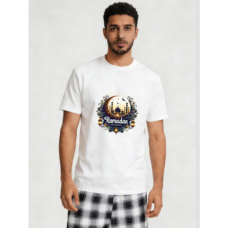 Spring Summer Men's Tee Loose Fit Home & Outdoor Short Sleeve