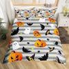 Home Textile Three-Piece Set, Pumpkin Lantern, Cartoon Digital Printing Quilt, Pillowcase, Bedding