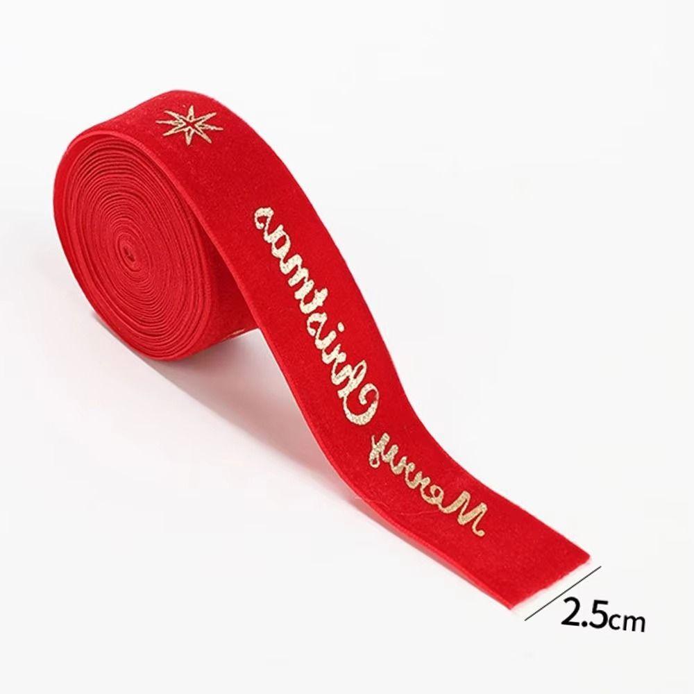 High-Quality Wired Velvet Ribbon 2.5CM Width Christmas Packaging Ribbon  Bow Making