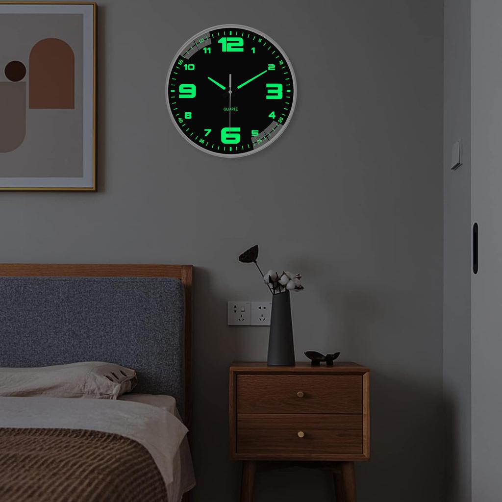 High-Quality 1Pc Glow-In-The-Dark High-Quality Wall High-Quality Clock, High-Quality Silent Non-Ticking, Battery-Powered Glow-In-The-Dark