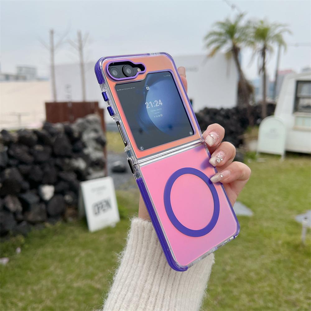 Senior Metal Lens MagSafe Luxury Shockproof Phone Case For Samsung Galaxy  Z Fold Flip 7 6 6 4 Discolour Wireless Charging Cover