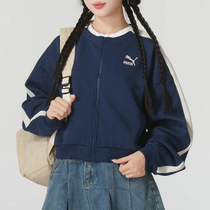 Puma Fashion Zip Casual Knitted Jacket Women Jackets Blue 628131-14