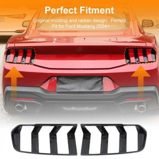 2xCarbon Fiber Tail Light Lamp Sequential Indicator Cover For Ford Mustang 2024+