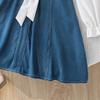 Girls Dress for Children's Clothing 2025 Autumn Square Collar Bow Long Sleeve Splicing Denim Skirt for Girl