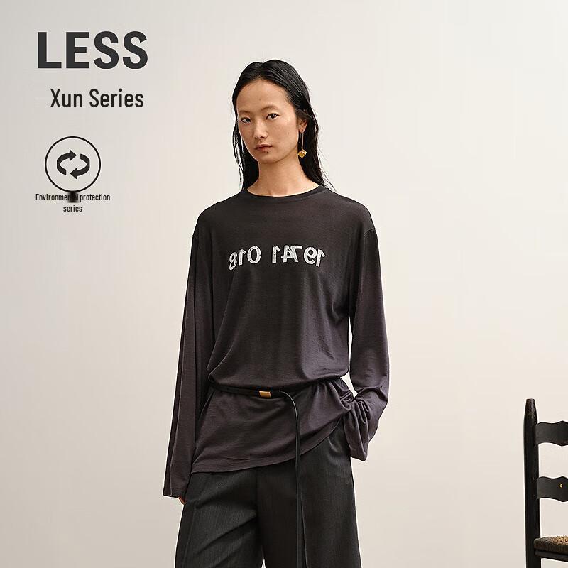 LESS 2025 Autumn H-Line Round Neck Long Sleeve T-Shirt S