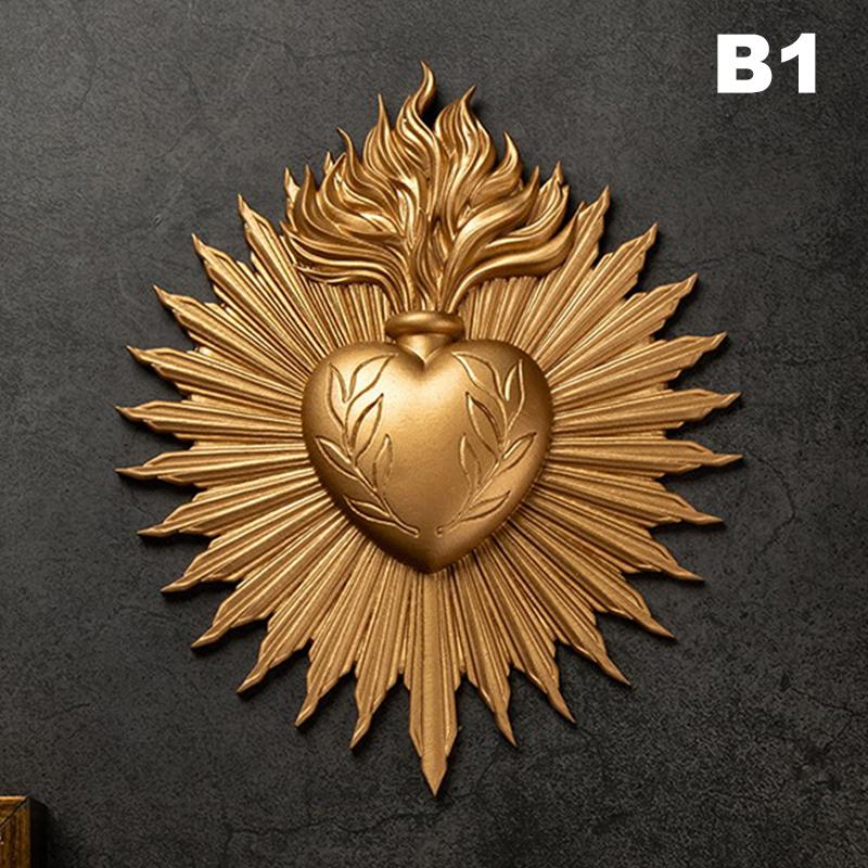 Gothic Sacred Heart Wall Plaque Statue Resin Gothic Wall Art Catholic Wall Hanging For Church Religious Home Decor Gifts