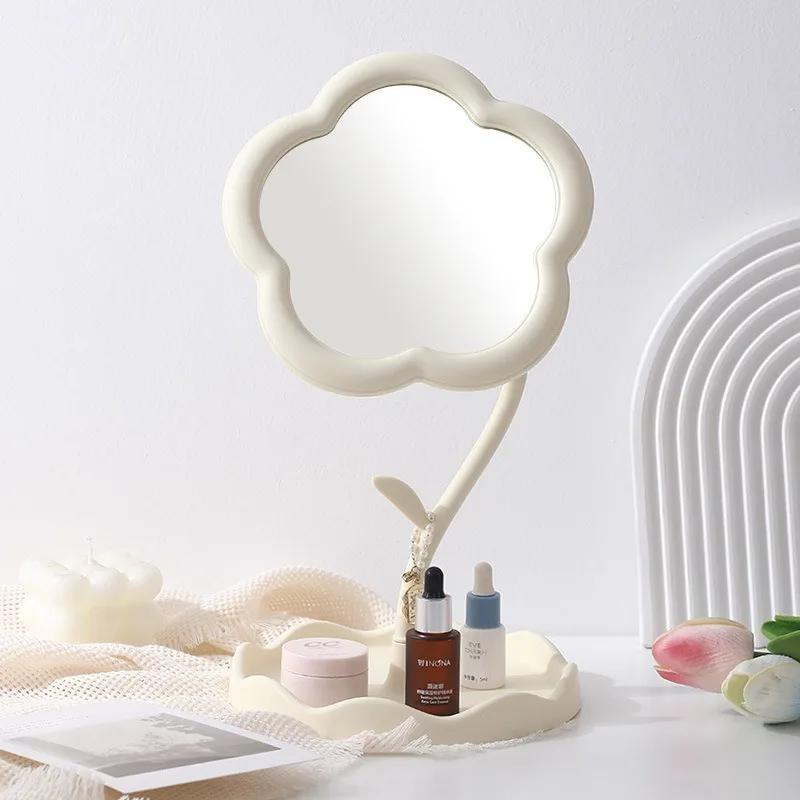 Sunflower Makeup Mirror for Students Desktop Flower Beauty Mirror Girl Dressing Table with Hanging Jewelry