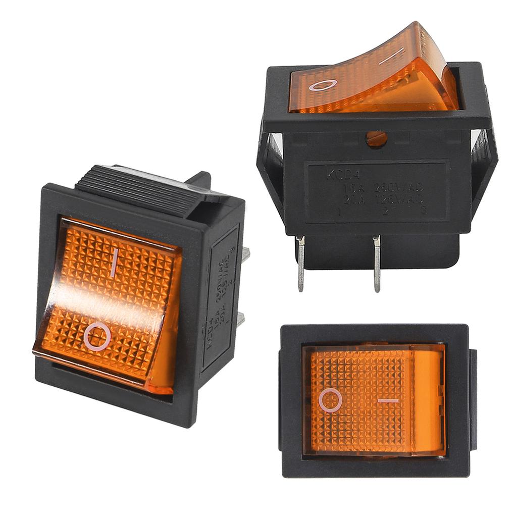 5/10pcs 10A 250V KCD2 KCD4 Rocker Switch DPST 4 Pin Red Lighted 120V Rocker Toggle Switch ON Off Heavy Duty