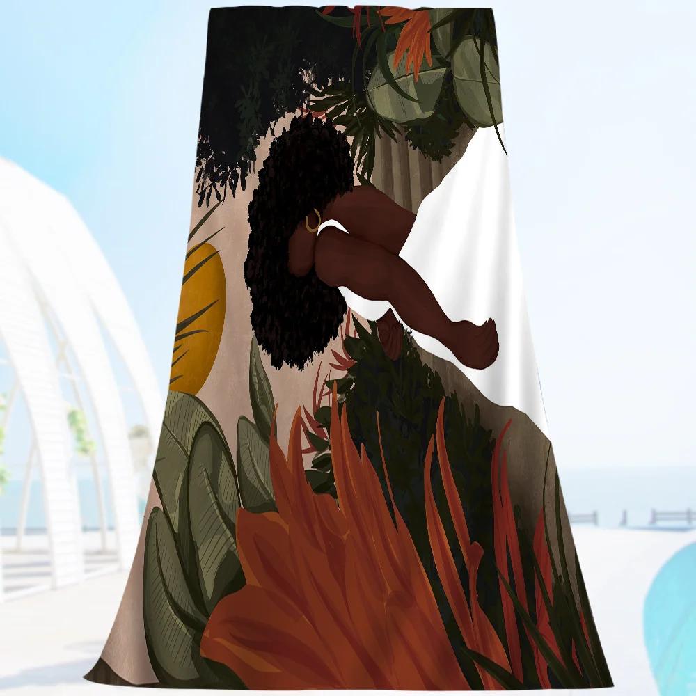 Abstract African Woman Flower Big Microfiber Beach Towels Quick Dry Towel Sand Beach Towels Pool Towel For Travel Swim Pool Yoga