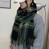 Winter Women's Long Plaid Scarf Outer Wear Girl Couple Double-sided Versatile Neck Warmer Korean Style Shawl Student Fresh Look