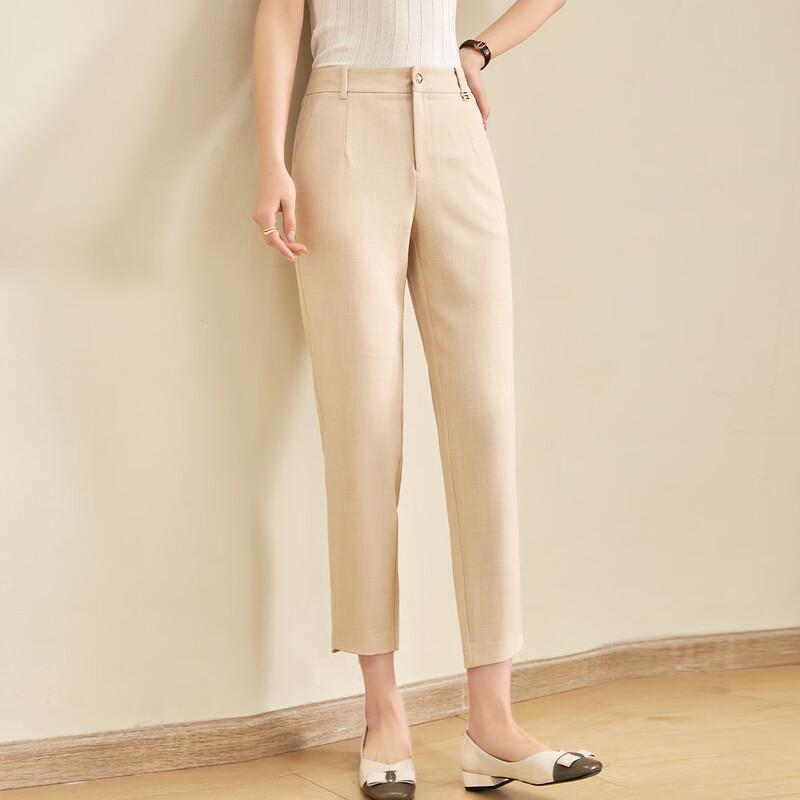 Jianhu Mid-Aged Women's High-Waist Cropped Tapered Casual Pants