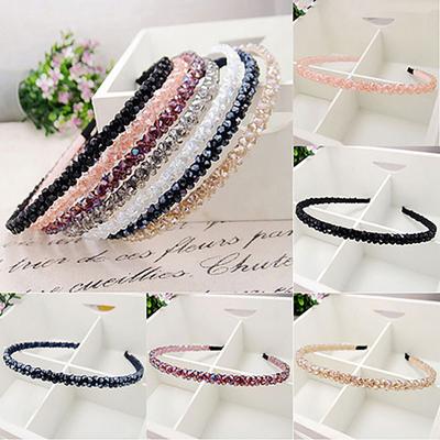 Rhinestone Headband Handmade Rustproof Metal Rhinestone Women Beaded Hair Hoop for Ceremonies