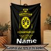 Manta Personalizada con Nombre Borussia Dortmund, Decoración del Hogar, Dormitorio, Sofá, Acampada, Sillón, Regalos para Cumpleaños Navidad