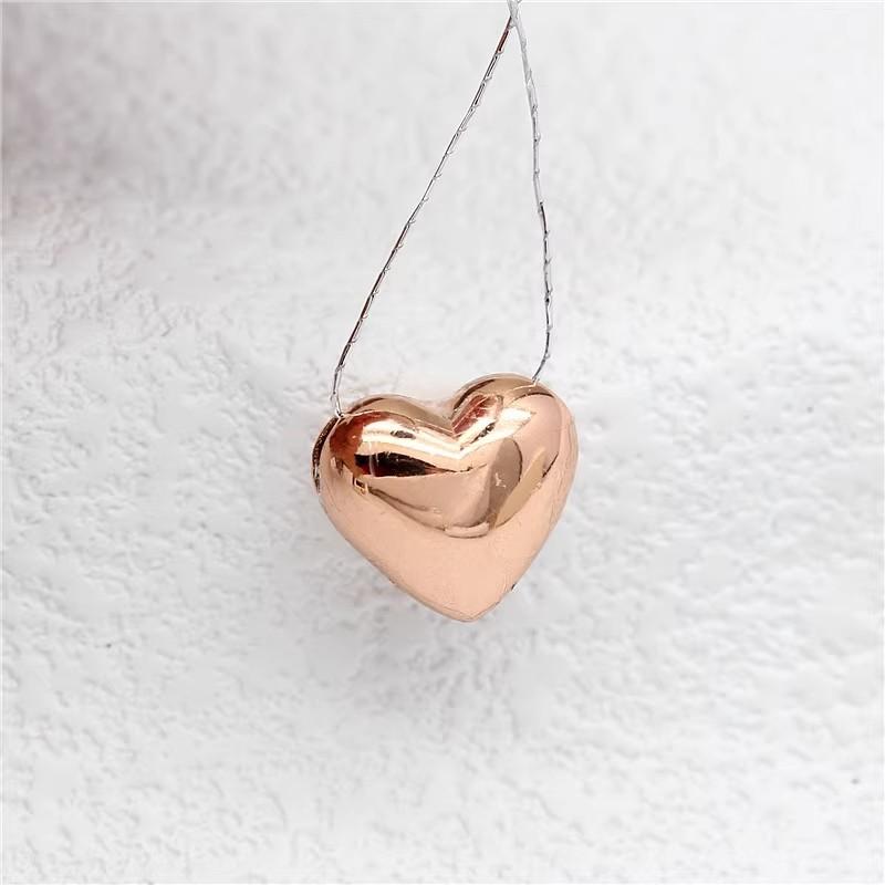 

Exquisite Russian Purple Gold Smooth Heart-Shaped Chain Plated Rose Gold Plain Gold Love Collarbone Chain For Girlfriend Jewelry (with 45+3cm rose gold chain)
