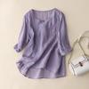 Women's Summer Plate Buckle Cotton and Linen Blouse Embroidery Loose and Comfortable Blouse