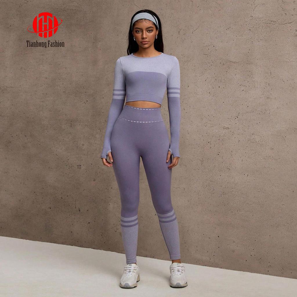 Trendiges Langarm Yoga & Fitness Set für Frühling & Herbst
