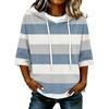 Damen Casual Kapuzen-T-Shirt mit 3/4-Ärmel und geometrischem Aufdruck