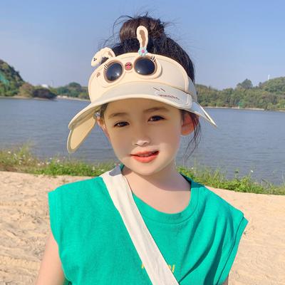 Children's Hats Cute Baby Cartoon Big Eyes Pull Plate Sun Protection Sun Hat Empty Top Sun Hat Tide