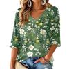 Women's Floral Print V-Neck Blouse Lightweight for Spring and Summer