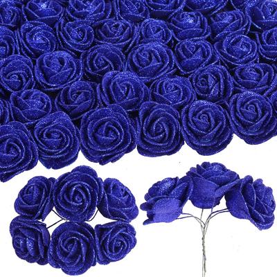 120 Peças 4,5cm Rosas de Espuma com Glitter Flores Artificiais Rosa de Espuma com Glitter com Hastes para DIY Casamento Festa em Casa Dia dos Namorados Dia das Mães