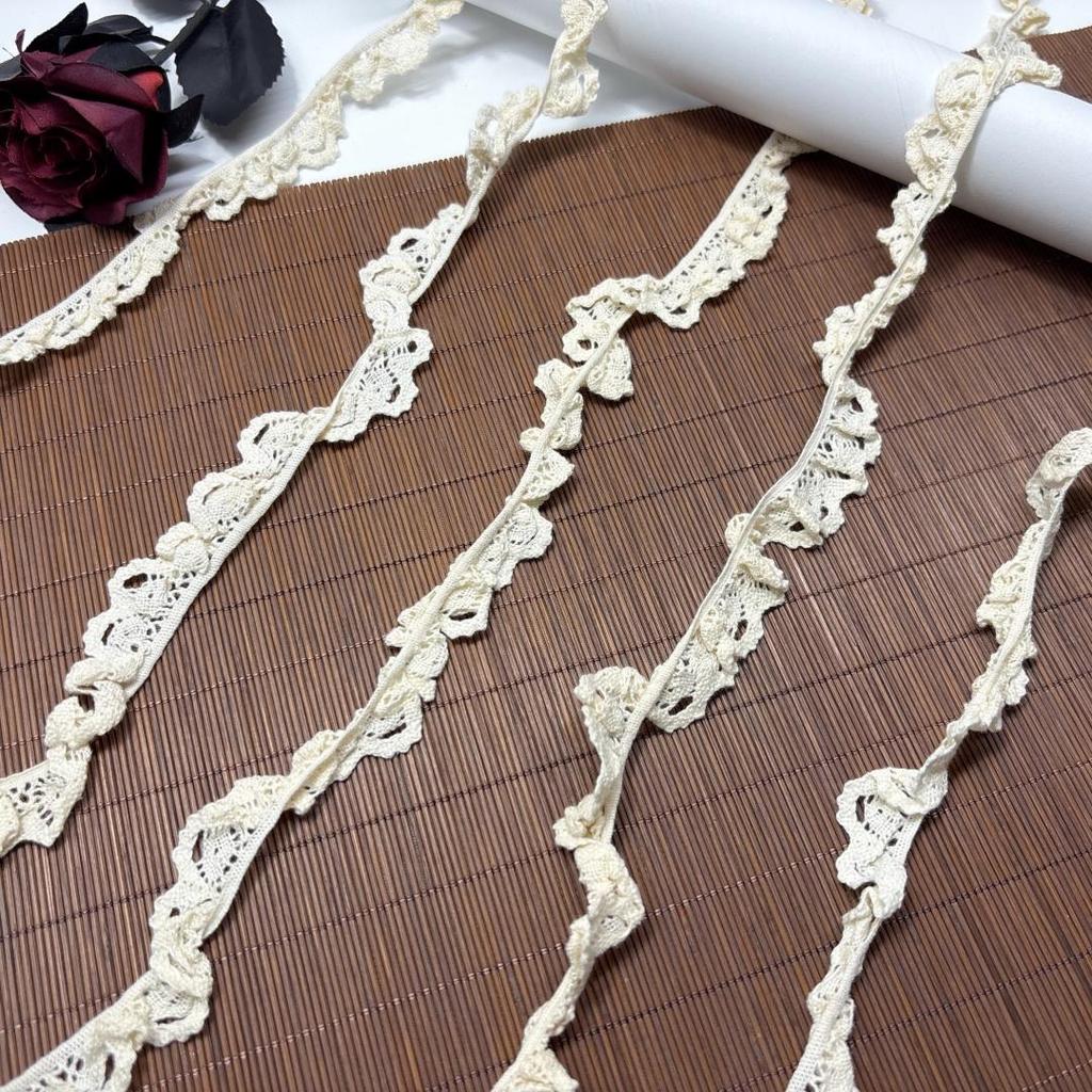 2cm wide Elastic Cotton Ribbon Lace, Cluny Cotton Lace Trim Ribbon for Garment, Dress, Bra, Underwear, DIY Sewing