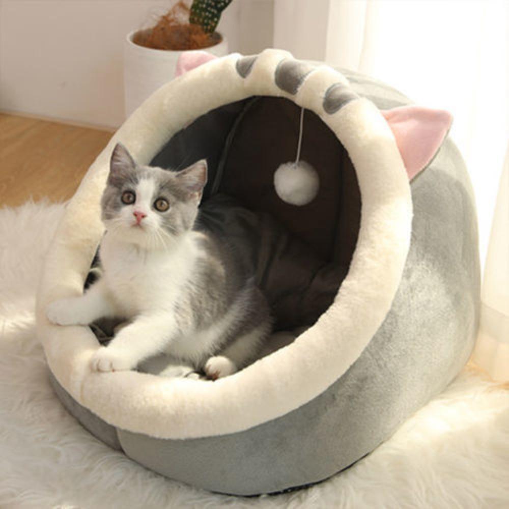 Cartoon Style Pets Sleeping Cave Washable Pet Sleeping Bed Warm Cat Sleep Bed  Kitten