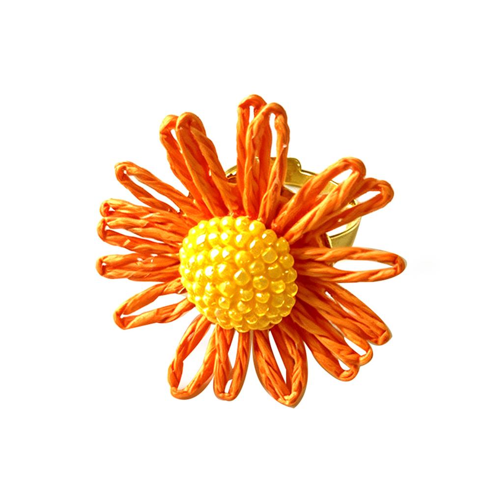 Fashion Fresh Sweet Pastoral Dopamine Colored Sunflower Flower Live Ring Elegant Versatile Woman