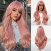 Platinum 613 Blonde Wig Long Wavy Synthetic Wig with Bangs Curly Mixed Golden for Women Cosplay Party Daily Use Heat Resistant