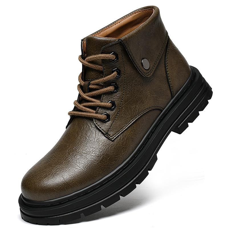 Men's Large Size High-Top Martin Boots - British Style, Plush Lined, Warm Snow Boots