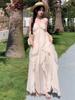 French Irregular Ruffle Edge Suspender Dress Design Sense Temperament Waist Sweet Age Reduction Chic Fairy Dress