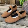 Large size hollow buckle low heel single shoes women's new cloth ballet shallow beanie shoes