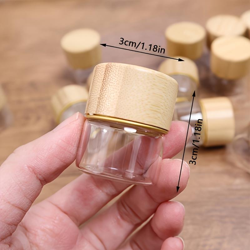 6 Pack Mini Sealing Glass Jars with Elegant Wood Grain Lids -Perfect for Travel,Camping,Kitchen Storage and Organizing Spices,Nail Art,Earrings,Paints