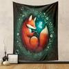 Dreamy Fox and Glowing Butterfly Patterned Tapestry Decorative Wall Hanging, Home Bedroom Living Room Decor