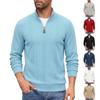 Men's Casual Knit Long Sleeve Pullover Sweatshirt with Vertical Stripes and Stand Collar