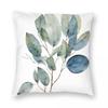 Teal Green Eucalyptus Leaves Square Pillowcase Polyester Linen Velvet Creative Zip Decorative Sofa Cushion Cover
