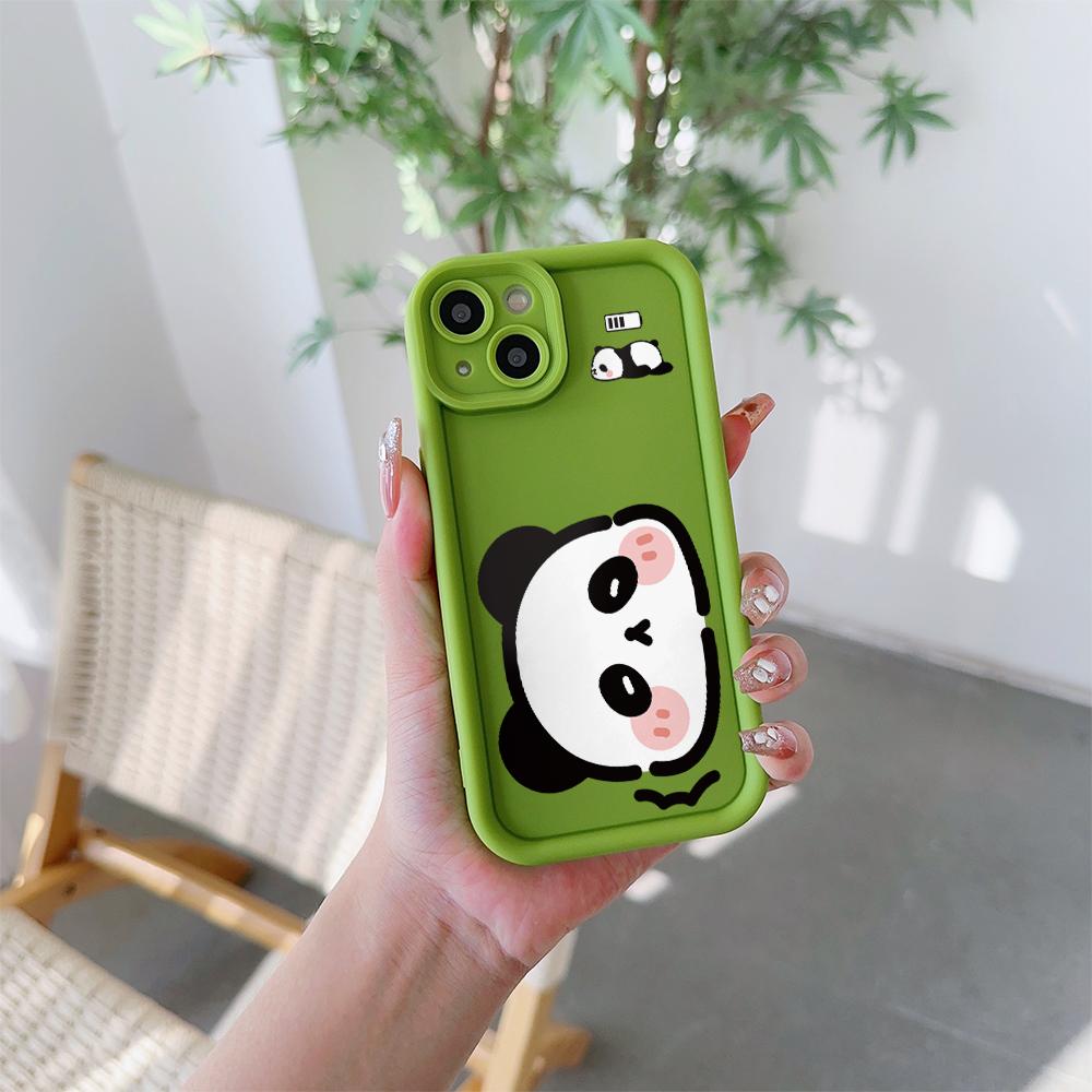 Cute Panda Pattern Soft TPU Phone Case for iPhone 17 Air 16 15 14 Pro Max Plus 13 12 Mini 8 7 X Xs Back Cover