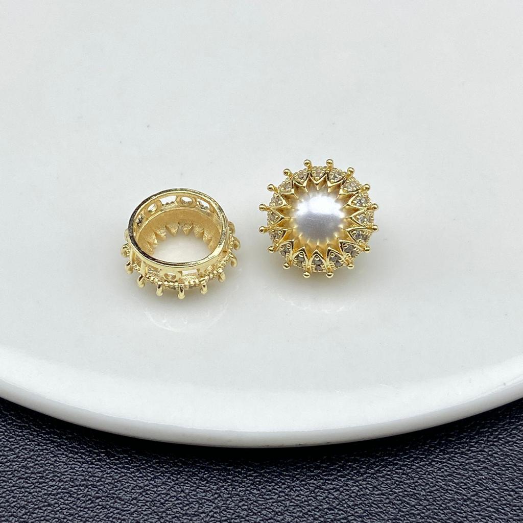 14k Gold Filled Sunflower Zircon Bead DIY Jewelry Accessories