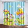 2Pcs Customized Animated Cartoon Small Fresh 3D Printing Curtains, Decorative Curtains For Bedroom, Living Room And Office