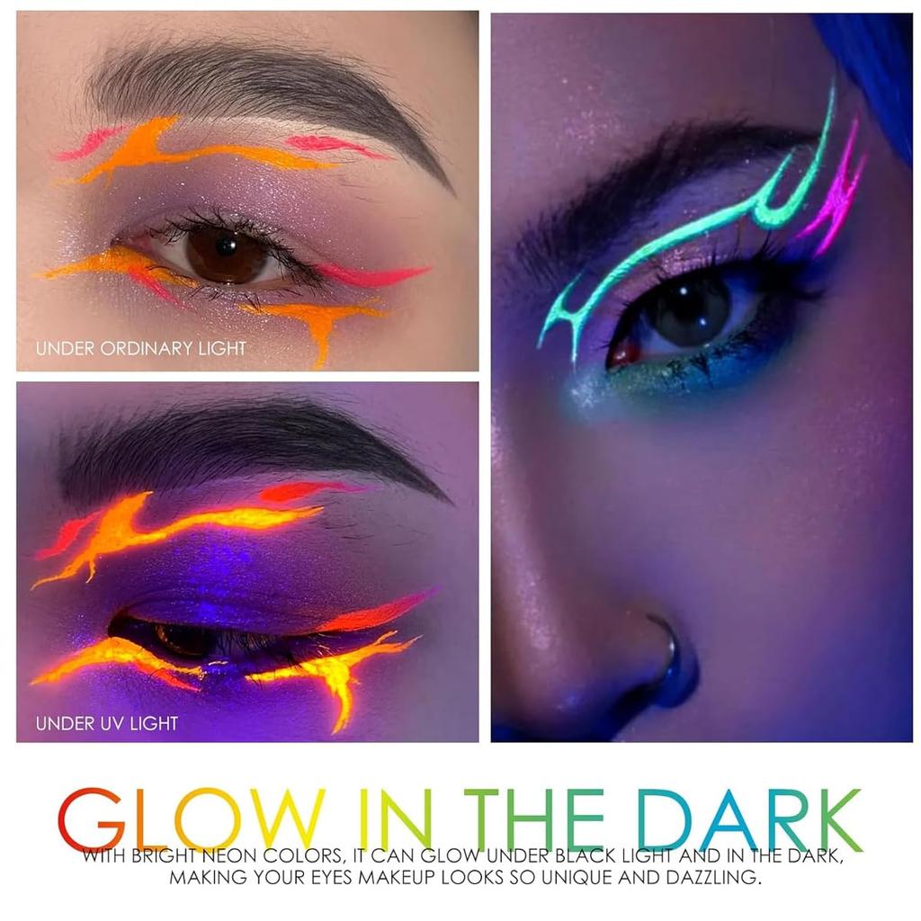 Multicolored Eyeliner Liquid Eyeliner Highlighter Pen Paint Face Paint Color Totem Pen Glow-in-the-Dark Waterproof, Sweat-Resistant, Durable,