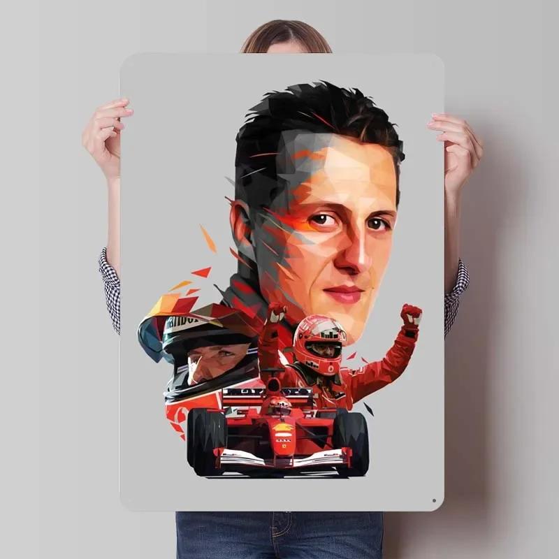 Michael Schumacher Metalowy Znak Plakaty Wyścigowe Dekoracja Dekoracja Ścienna Dekoracja Pokoju Dziennego Mężczyzna Vintage Elementy Dekoracyjne do Domu Mural Artystyczny