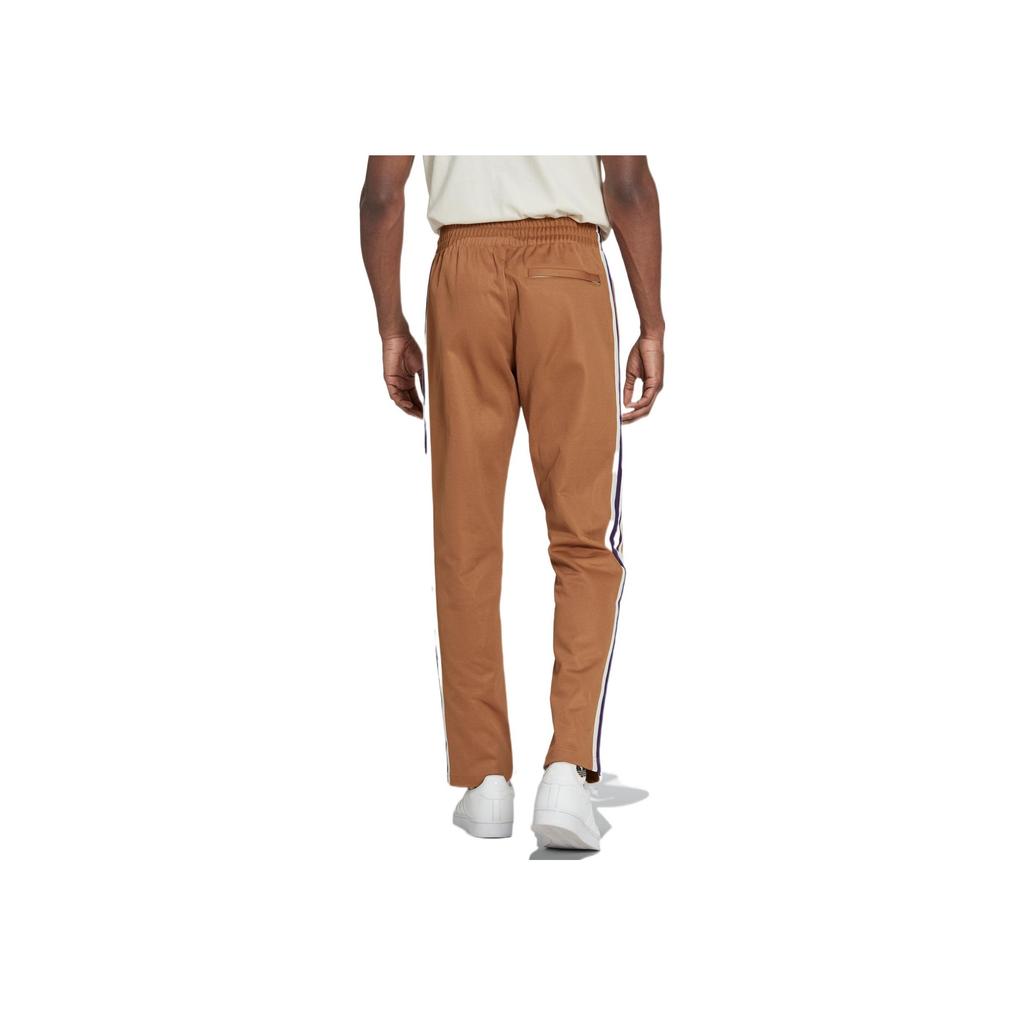 Adidas Originals Pruhované Tp Klasické Rovné Tepláky s Potiskem Loga Tří Pásků na Boku Pánské Spodky Hnědé IB3430
